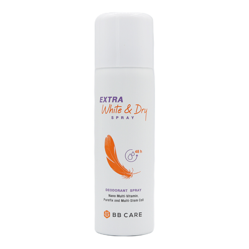BB Care Extra White & Dry Spray 100ml. สเปรย์ระงับกลิ่นกาย ช่วยลดการเกิดเหงื่อได้ถึง 48 ชั่วโมง