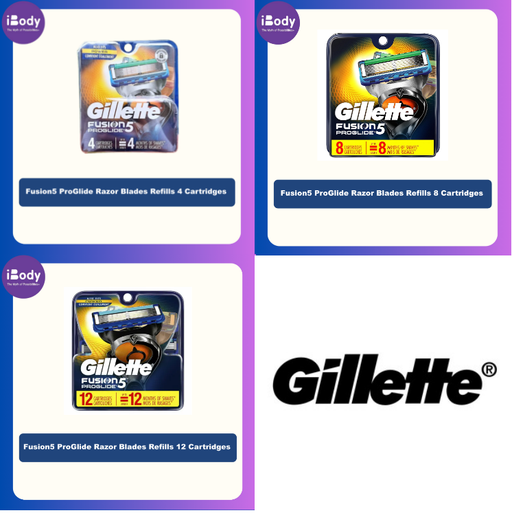 Gillette® Fusion5 ProGlide® Razor Blades Refills 4, 8 or 12 Cartridges ใบมีดโกน ยิลเลตต์ ฟิวชั่นไฟ้ว์ โปรไกลด์