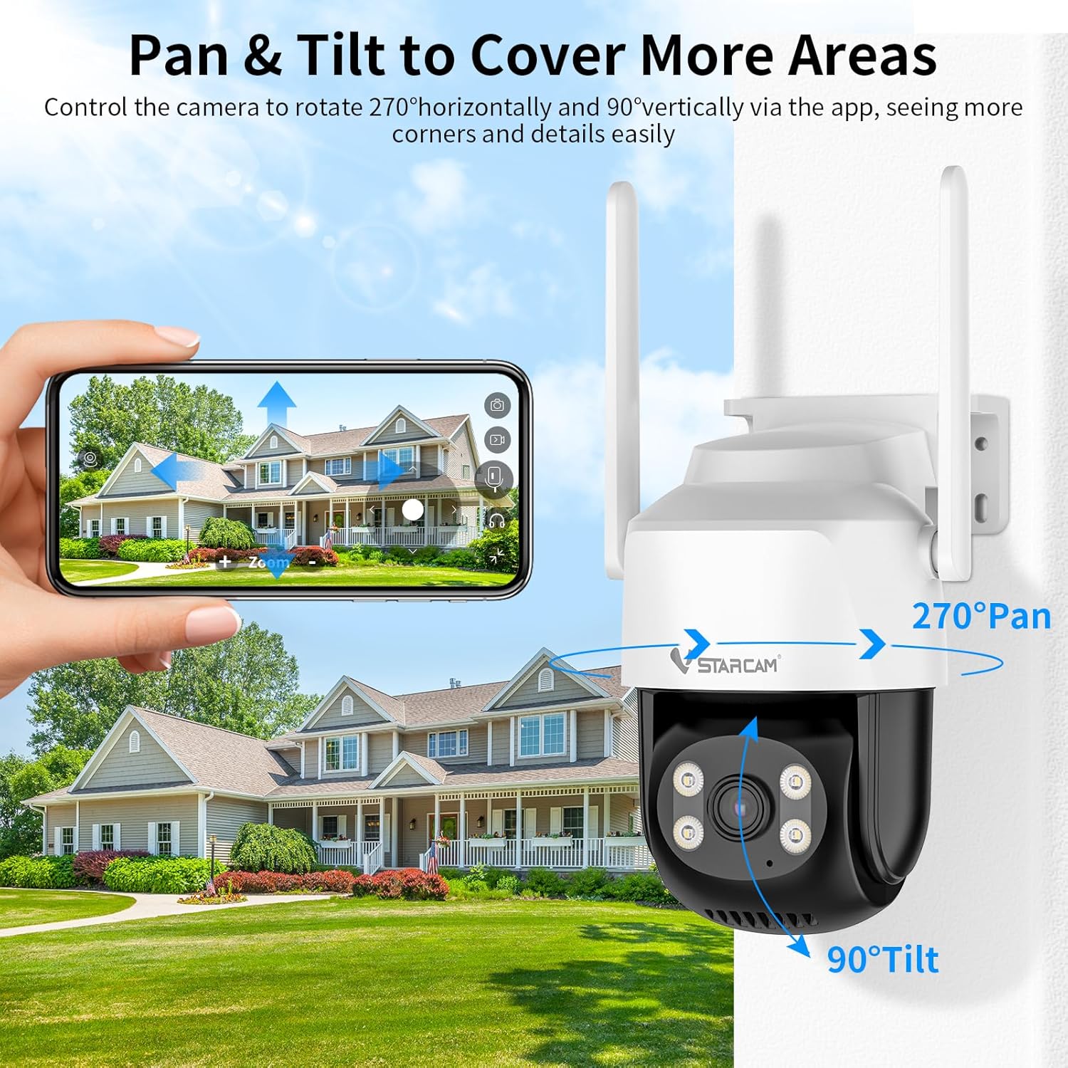 Vstarcam Vstarcam กล้องวงจรปิดกล้องใช้ภายนอก รุ่นC622 กล้องมีWIFIในตัว บันทึกภาพและเสียง ขาว