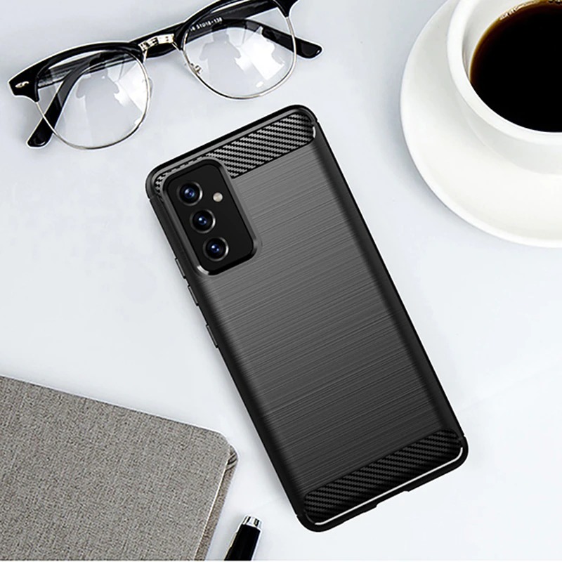 เคส Samsung Galaxy M52 5G#เคสฝาหลังตกแต่งคาร์บอนไฟเบอร์ ผิวขัดแปรง Brushered TPU Back Case