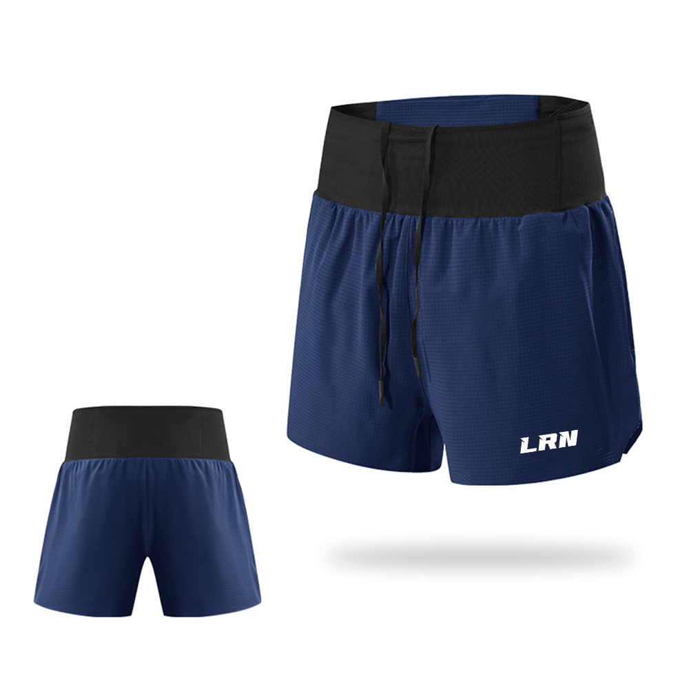 กางเกงวิ่งขาสั้น วิ่งเทรล 3" มีซัปใน มีกระเป๋าใส่ของที่รอบเอวในตัว โลโก้เรืองแสง (F27)