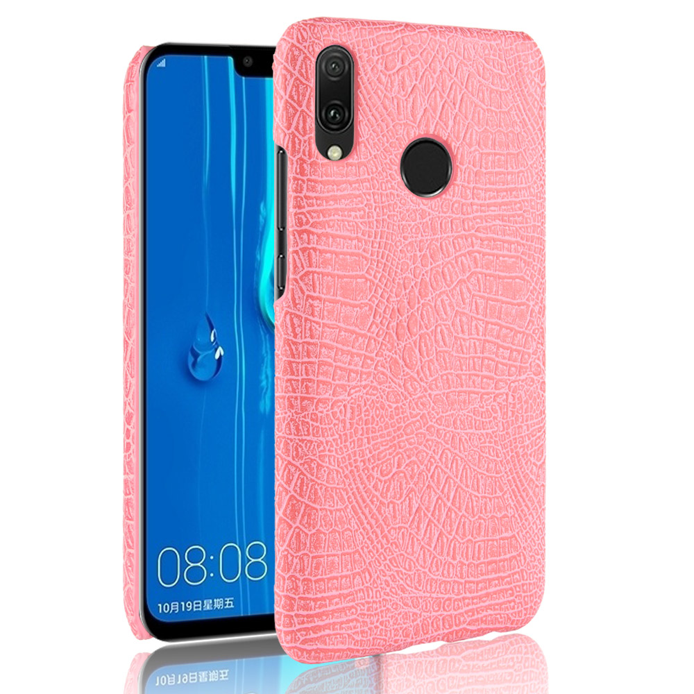 Case Huawei Y9 (2019) #เคสฝาหลังพลาสติกแข็งเคลือบหนัง PU ลายผิวหนังจระเข้