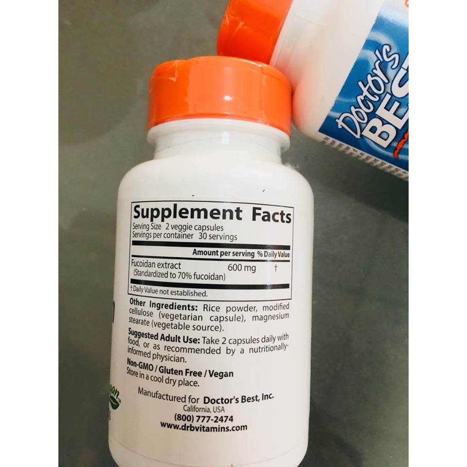Best Fucoidan 70% ฟูคอยแดน 60 Veggie Caps (Doctor's Best) ลดน้ำตาลในเลือด ช่วยเพิ่มระบบภูมิคุ้มกัน ดูแลรักษาเนื้อเยื่อ