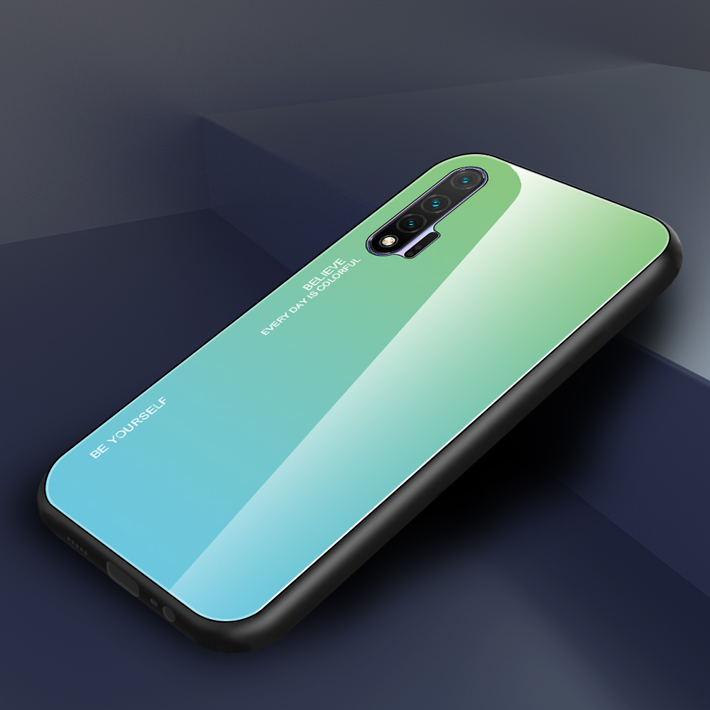 Case Huawei nova 6 #เคสฝาหลัง Gradient Color Glass + PC + TPU Hybrid Case