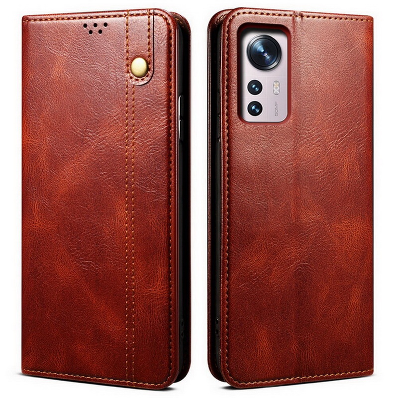เคส Xiaomi 12 Pro #เคสฝาพับหนัง PU ผิวหนังม้า Waxy Crazy Horse Texture TPU + PU Leather Case Cover