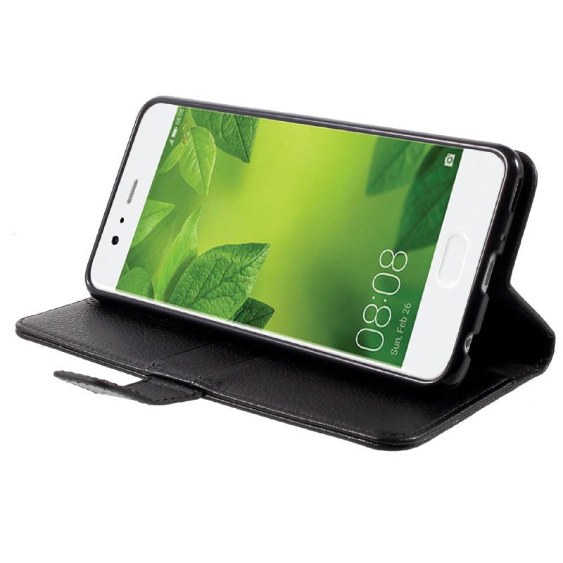 Case Huawei P10 Plus เคสฝาพับสไตล์กระเป๋าสตางค์ Litchi Grain Wallet Leather