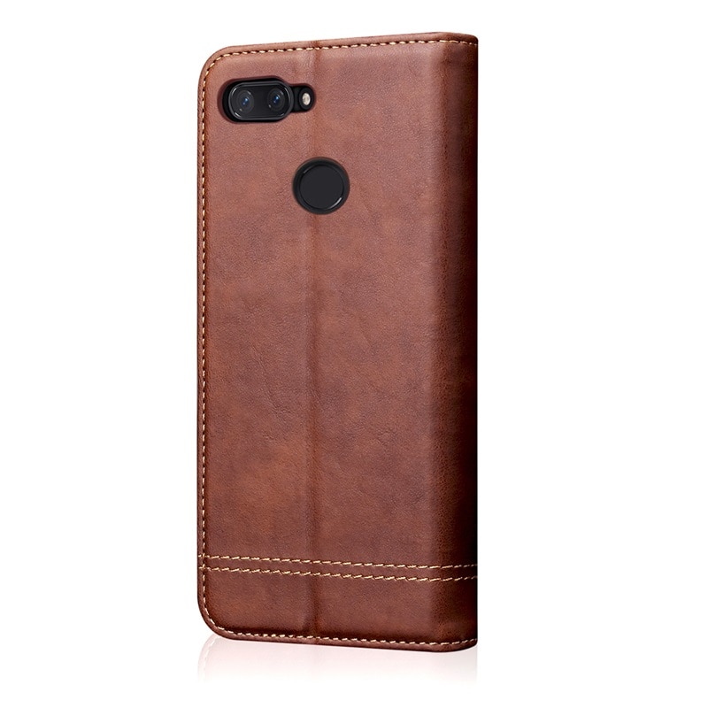 เคส Xiaomi Mi 8 Lite #เคสฝาพับหนัง PU Crazy Horse Texture Retro Leather Auto-absorbed Wallet คุณภาพดี