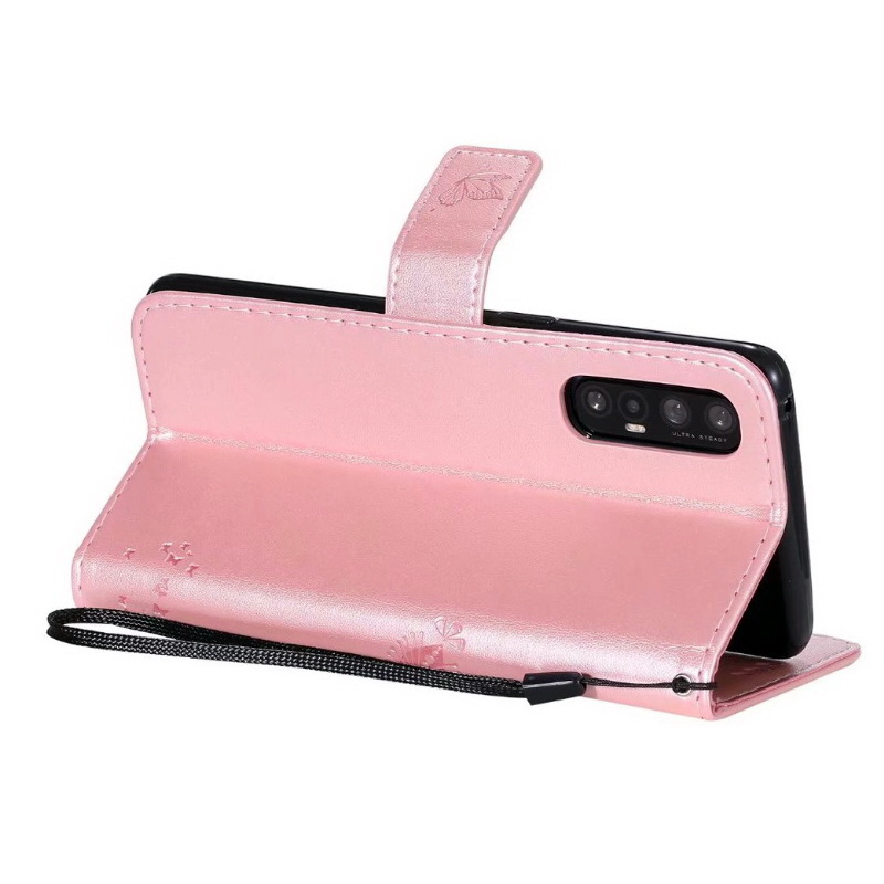 เคส OPPO Reno 3 Pro 4G 6.4 นิ้ว #เคสฝาพับหนัง PU พิมพ์ลาย Imprint Cat and Tree Pattern Leather Protection Cover