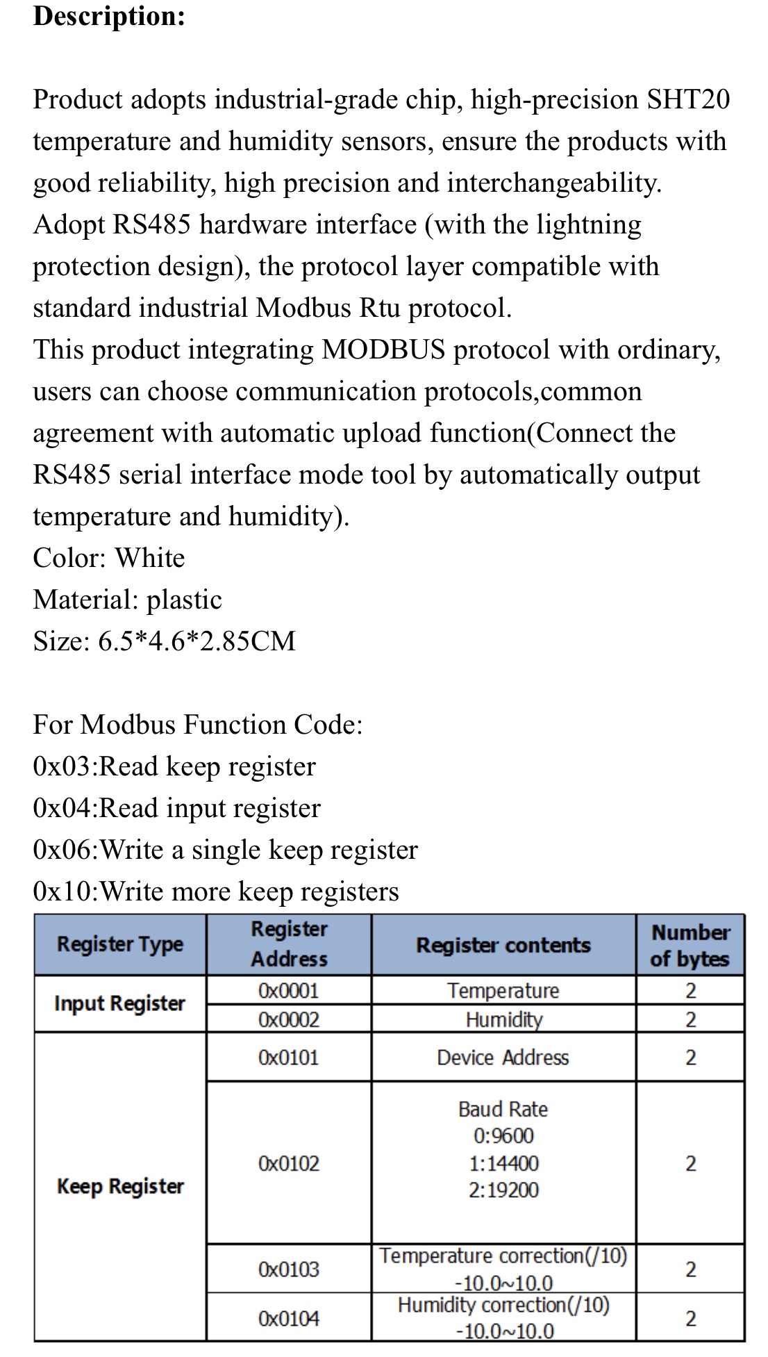 Temperature and Humidity RS485 เซนเซอร์วัดอุหภูมิ ความชื้น