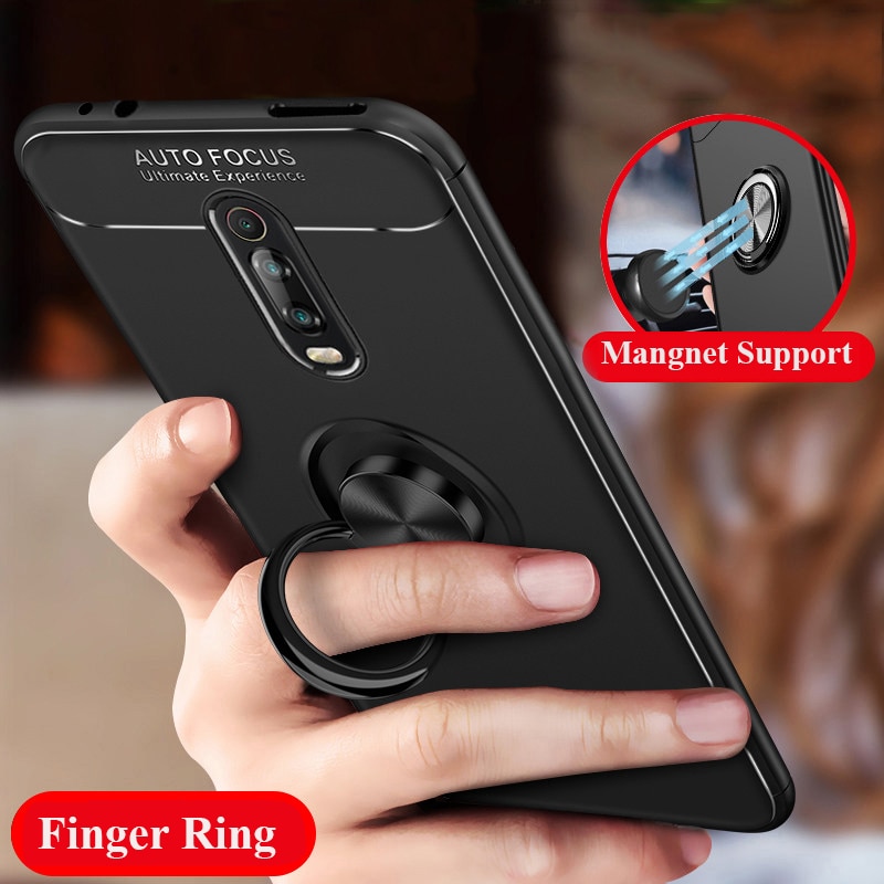 Case Xiaomi Mi 9T #เคสฝาหลัง TPU Finger Ring Kickstand (แผ่นโลหะแบบ Built-in)