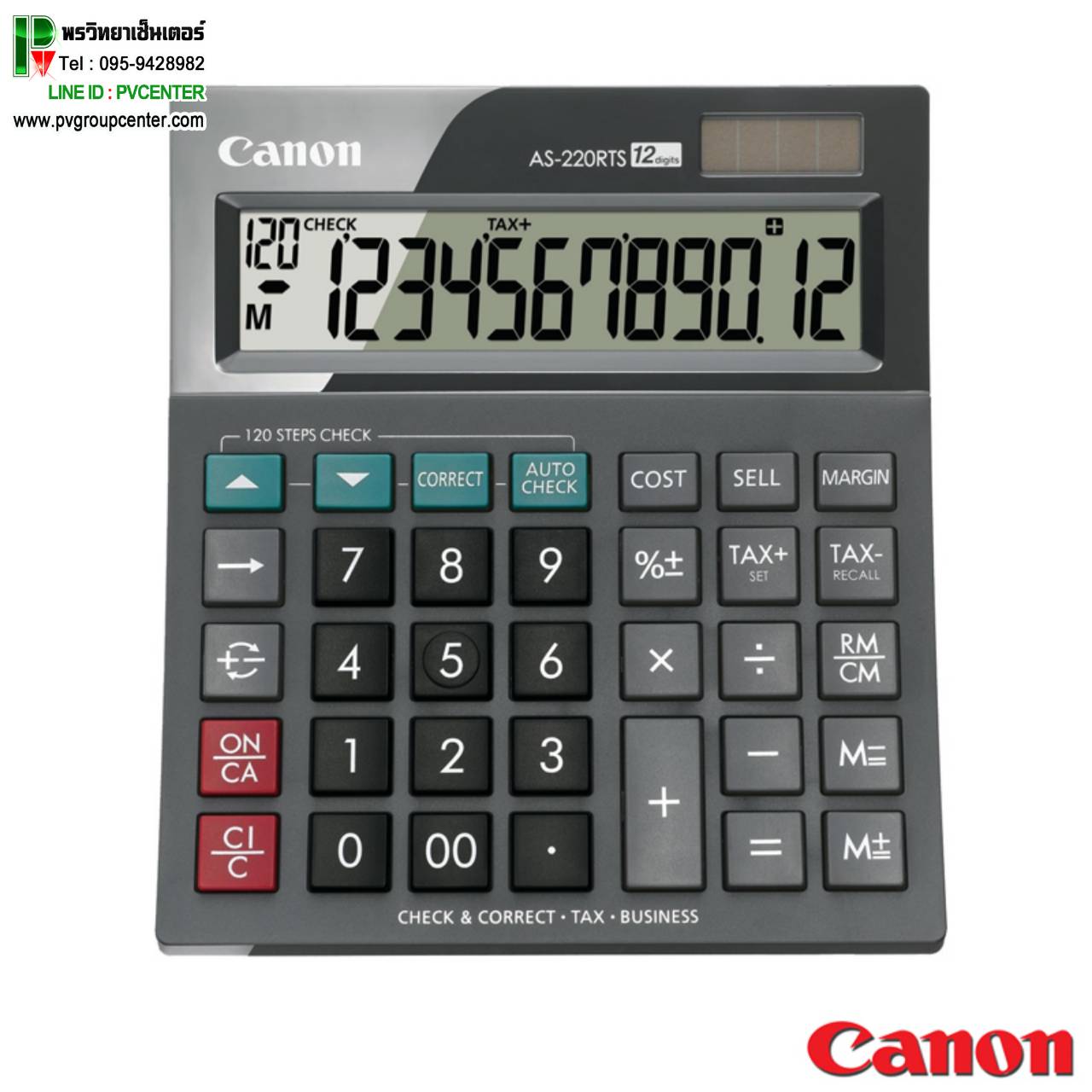 เครื่องคิดเลขตั้งโต๊ะ สีดำ 12 หลัก Canon รุ่น AS-220RTS