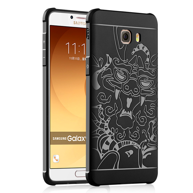 เคส Samsung Galaxy C9 Pro #เคสฝาหลัง TPU ลายมังกร Wrapped Edges Drop-proof #เคสคุณภาพดีราคาถูก