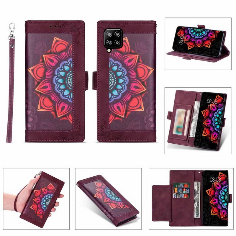 เคส Samsung Galaxy A42 5G #เคสฝาพับหนัง PU แบบกระเป๋าสตางค์พิมพ์ลาย