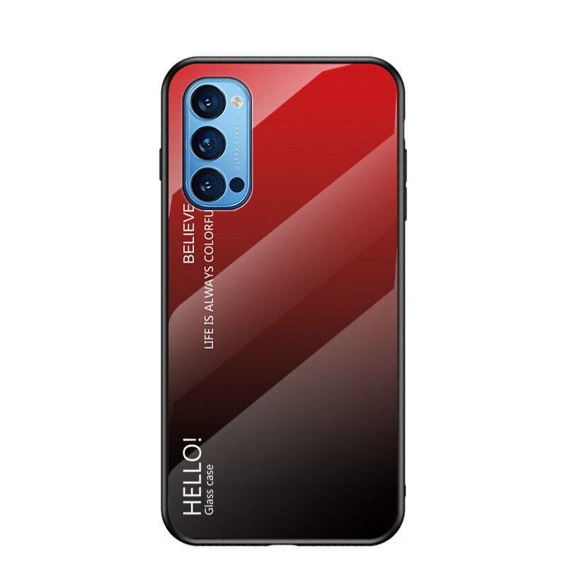 เคส OPPO Reno 4 Pro 5G #เคสฝาหลัง Gradient Color Glass + PC + TPU Hybrid Case