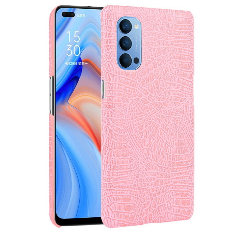 Case OPPO Reno 4 Pro 5G #เคสฝาหลังพลาสติกแข็งเคลือบหนัง PU ลายผิวหนังจระเข้
