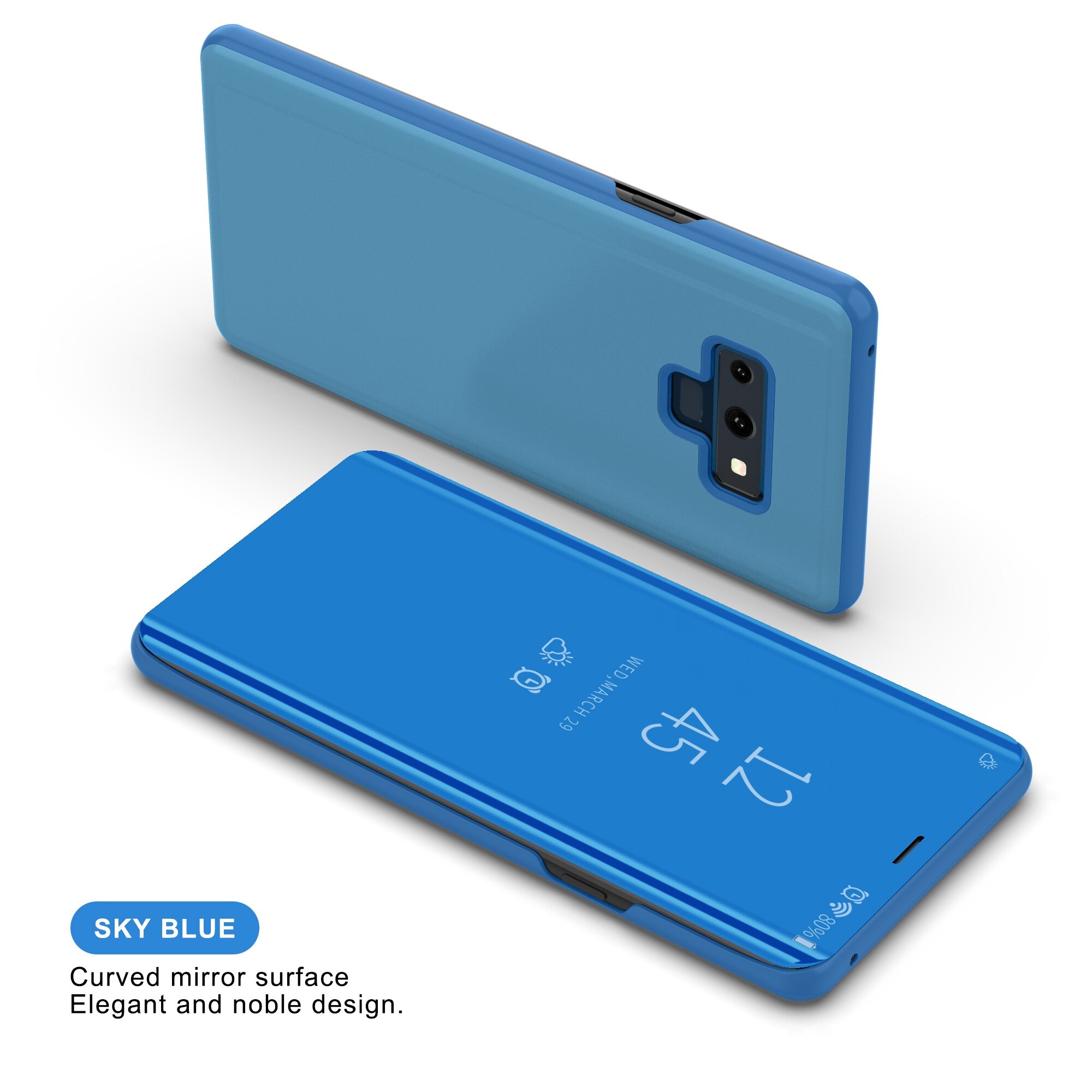 Case Samsung Galaxy Note 9 #เคสฝาพับปกโปร่งแสงผิวเงา Electroplating Mirror Surface Window View