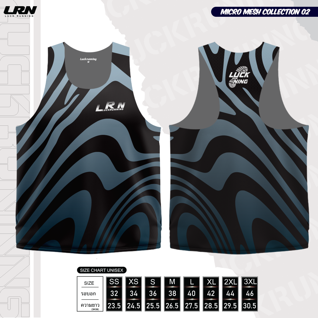 เสื้อวิ่งพิมพ์ลายกล้าม LRN Collection 02 เนื้อผ้า Micro Mesh สำหรับวิ่งมาราธอน (MM12-01)