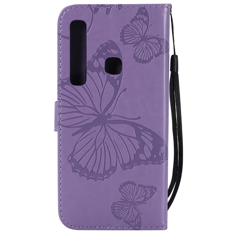 Case Samsung Galaxy A9 (2018) #เคสฝาพับหนัง PU Imprint Butterflies Pattern