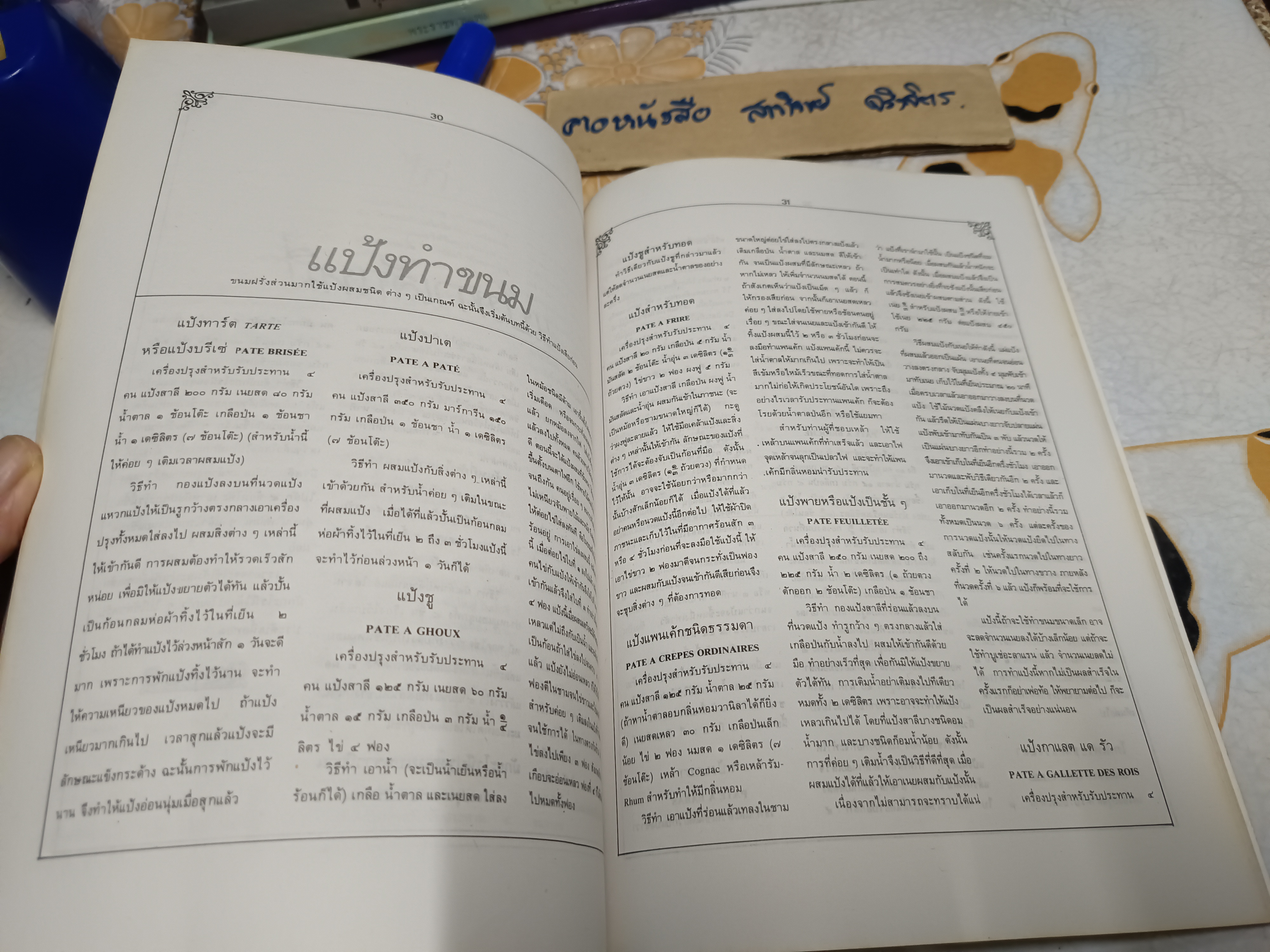 ตำรากับข้าวและขนมของฝรั่ง โดย นายจำลอง ธนะโสภณ พิมพ์เป็นอนุสรณ์ในงานพระราชทานเพลิงศพ นายจำลอง ธนะโสภณ