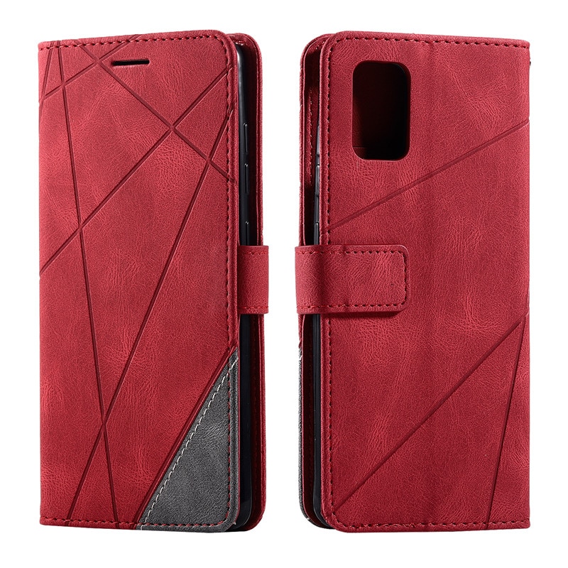 Case Samsung Galaxy A51 #เคสฝาพับหนัง PU มีช่องเสียบบัตรอื่นๆในตัว Geometric Pattern Leather Card Holder Protective
