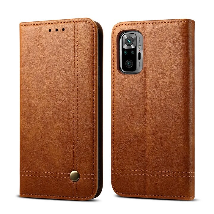 Case Redmi Note 10S#เคสฝาพับหนัง PU Crazy Horse Texture Retro Leather Auto-absorbed Wallet คุณภาพดี