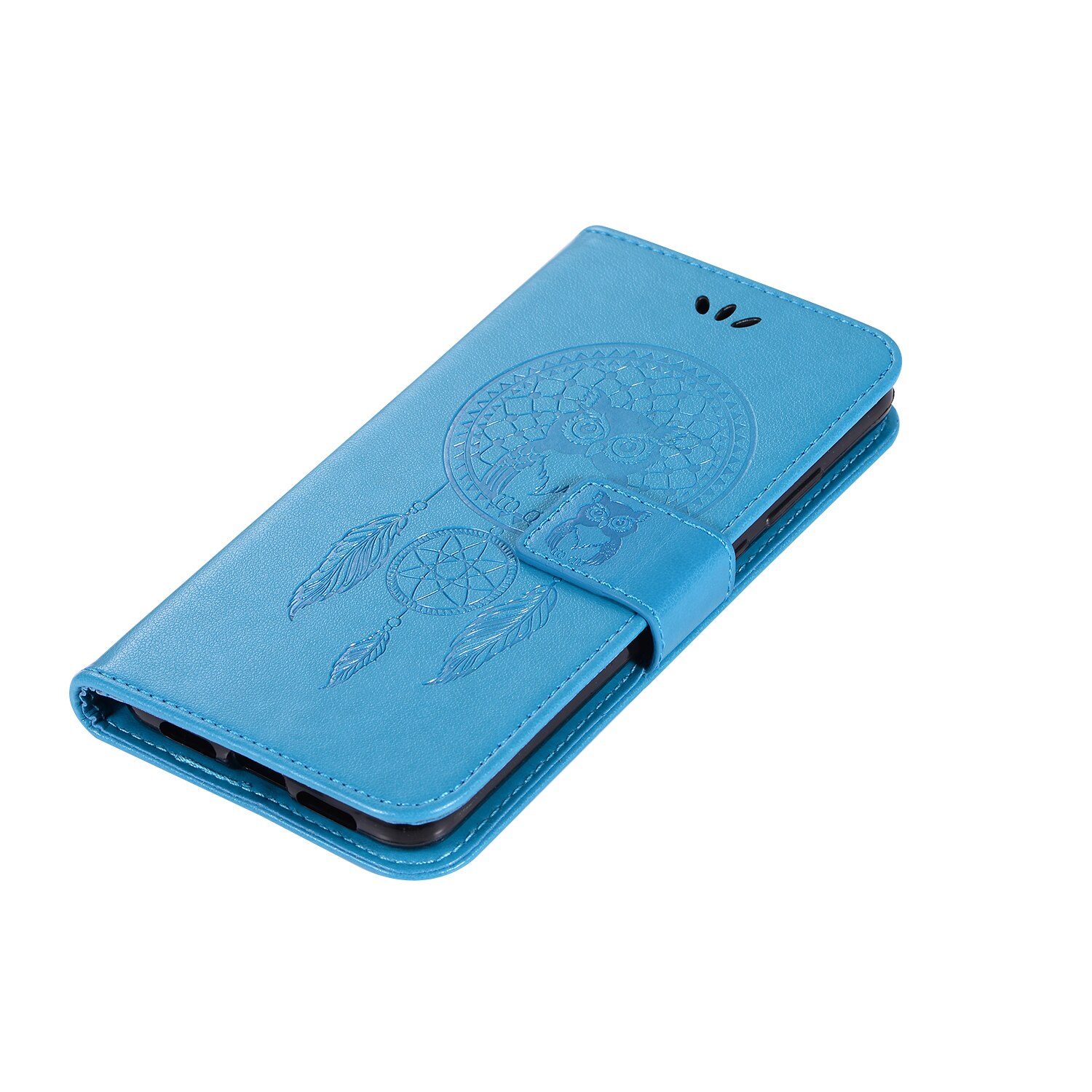 เคส Huawei Y5 2019 #เคสฝาพับแบบกระเป๋าสตางค์ฝาพับหนัง PU ลายนกฮูก Imprint Owl Dream Catcher PU Leather