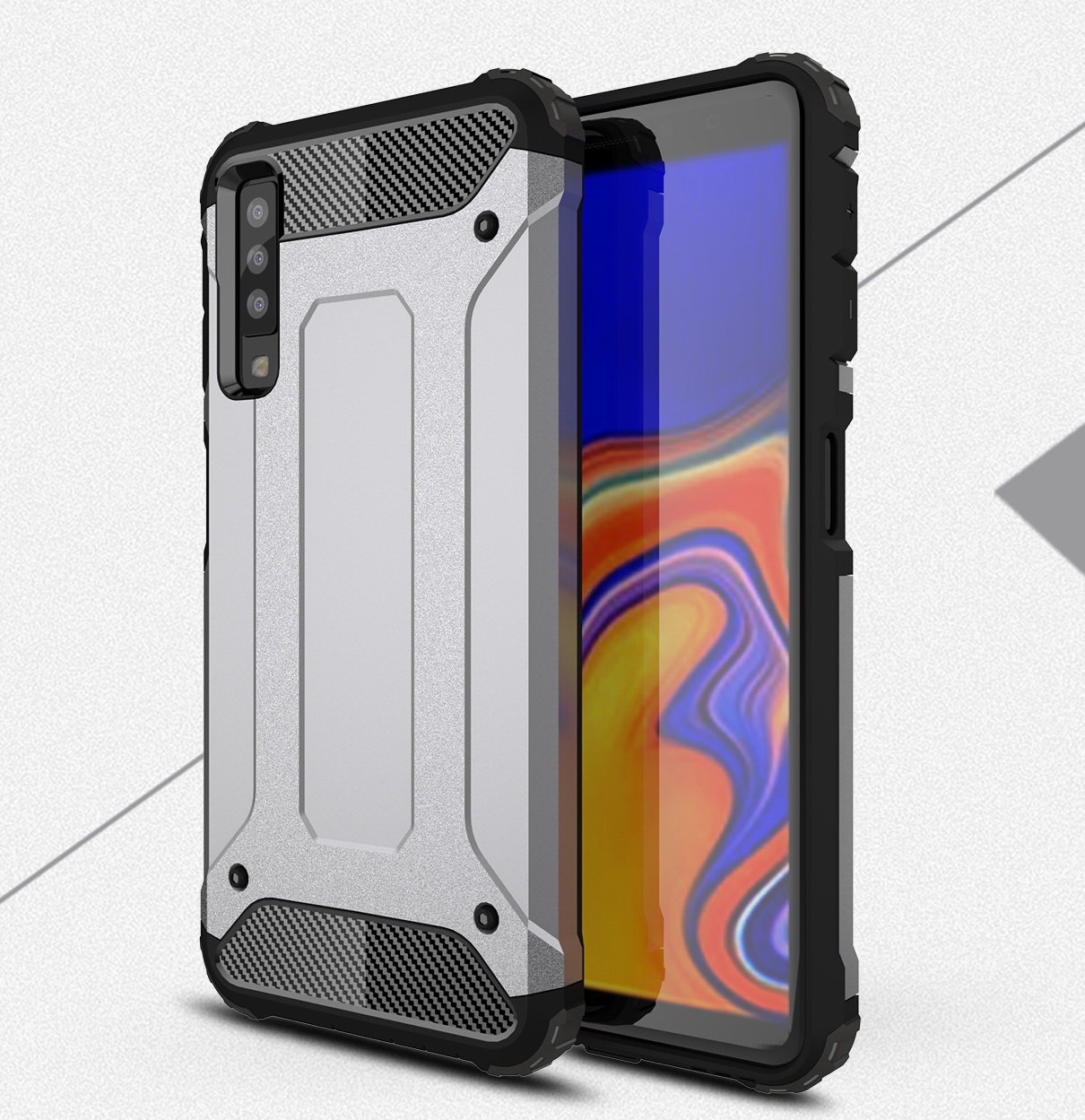 เคส Samsung Galaxy A7 (2018) #เคสฝาหลังเกราะป้องกัน ไฮบริด พลาสติก+TPU