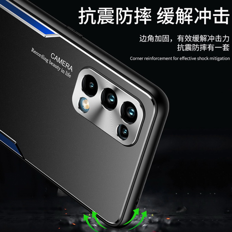 เคส OPPO Reno 5 5G #เคสฝาหลังไฮบริด Metal +TPU Shockproof metal back plate Phone Back Cover