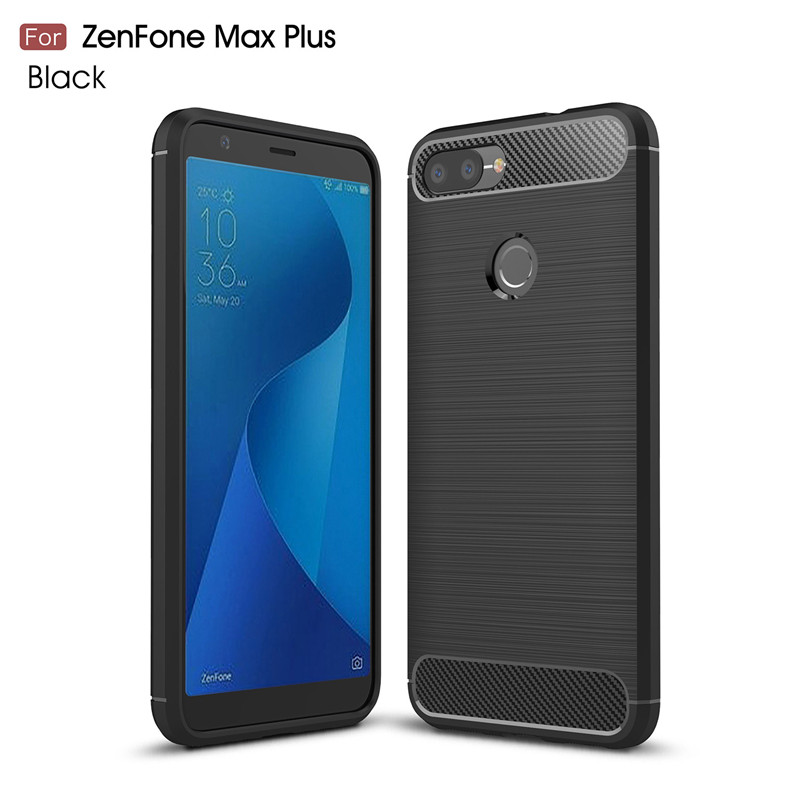 Case Asus ZenFone Max Plus (M1) ZB570TL #เคสฝาหลัง TPU นิ่มคาร์บอนไฟเบอร์ผิวแบบขัดแปรง