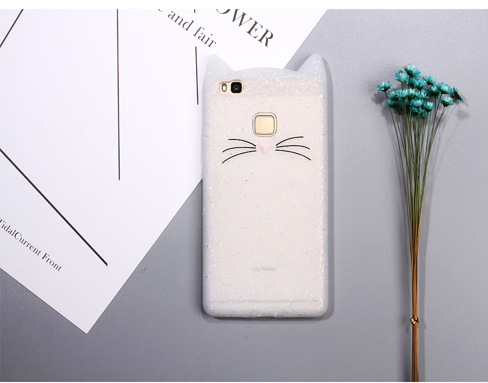 Case Huawei P9 Lite เคสฝาหลัง3D Moustache Cat Soft Silicone Protective Cover
