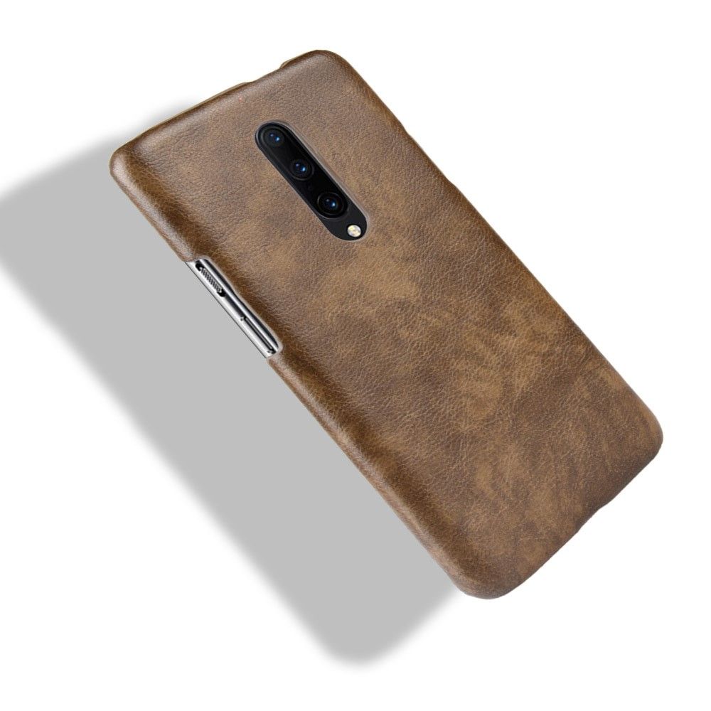 เคส OnePlus 7 Pro #เคสฝาหลังพลาสติกแข็งเคลือบหนัง PU ลายผิวลิ้นจี่ Litchi Skin Leather Coated