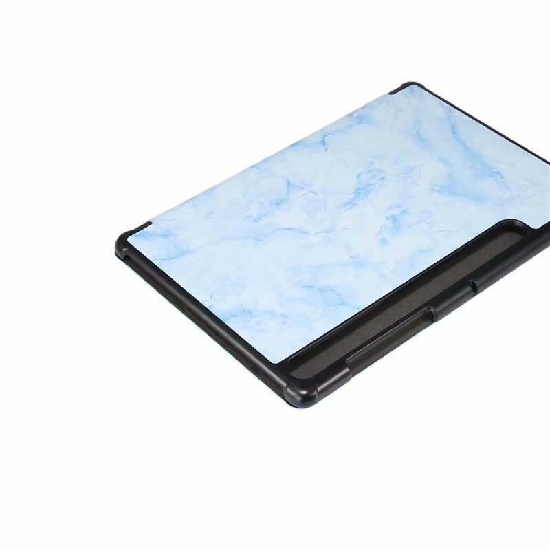 เคส Samsung Galaxy Tab S7 11นิ้ว T870 T875#เคสฝาพับปกสามพับลายเนื้อหินอ่อน Marble Texture Tri-fold PU Leather + PC Stand Tablet Shell