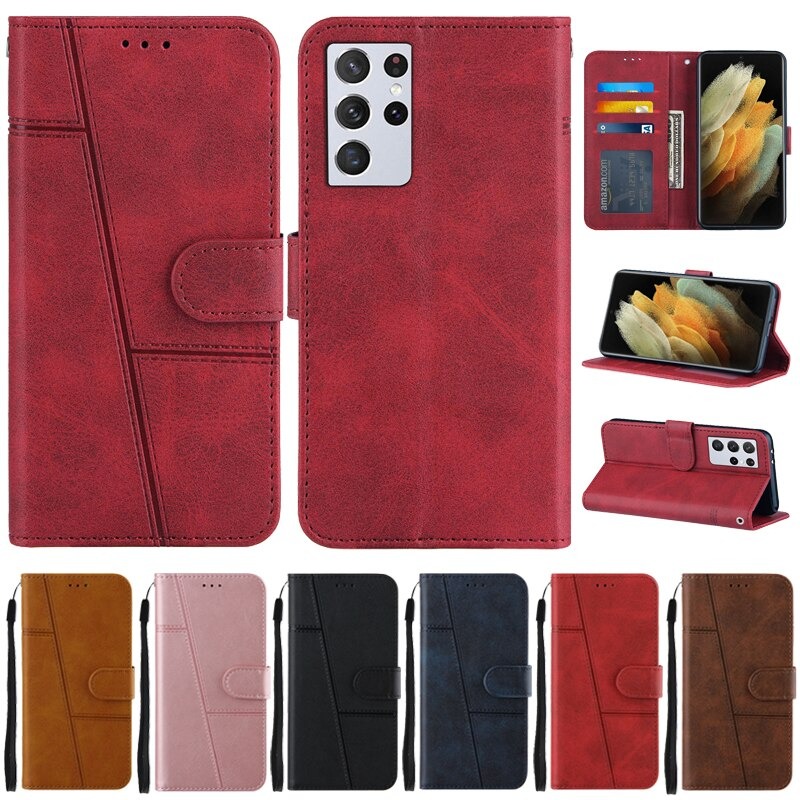 เคส Samsung Galaxy S21 Ultra 5G #เคสฝาพับแบบกระเป๋าสตางค์สไตล์เรขาคณิต Luxury Wallet Flip Phone Case