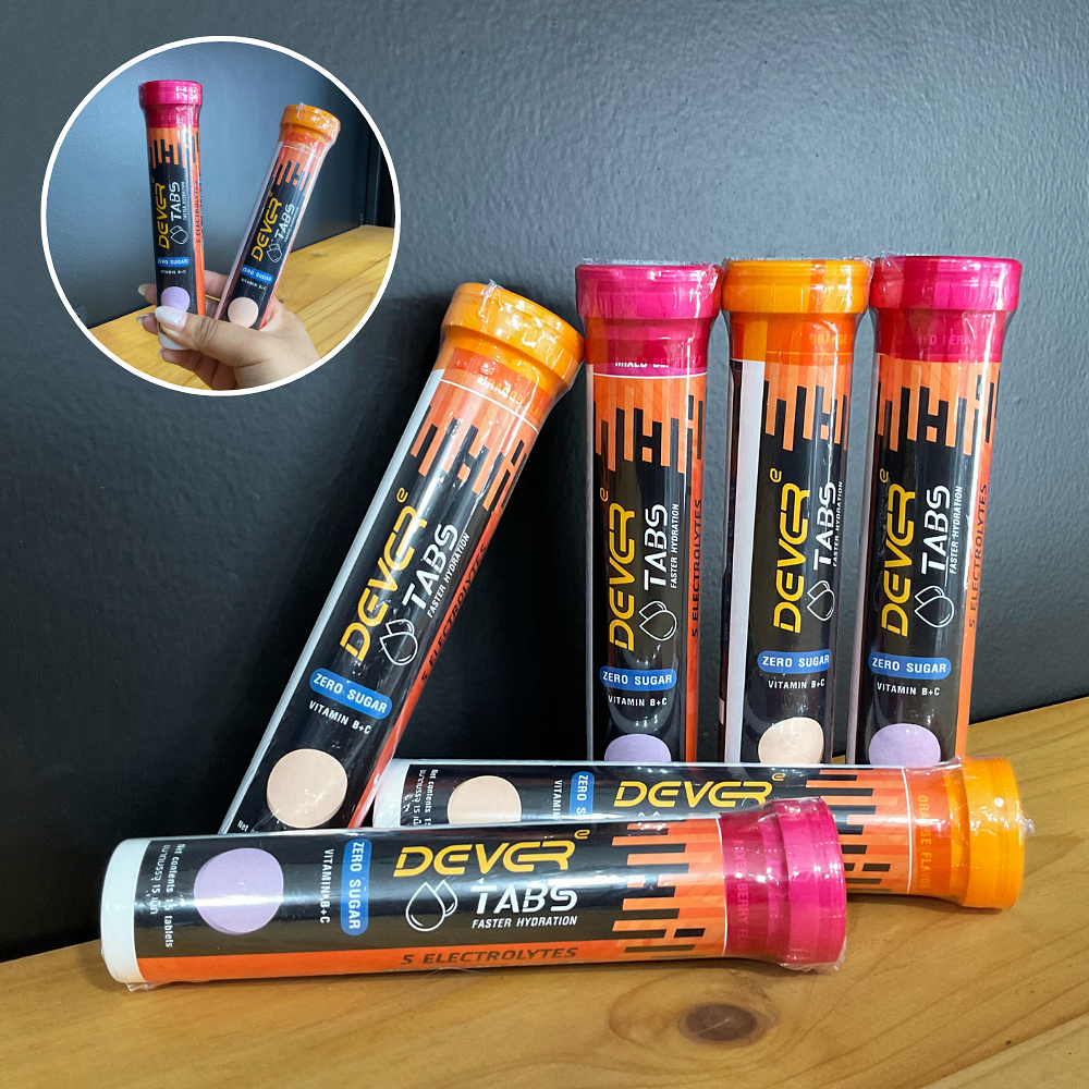 DEVER TABS เกลือแร่ในรูปแบบเม็ดฟู่ละลายน้ำ เม็ดฟู่เกลือแร่ ป้องกันตะคริว สำหรับวิ่งออกกำลังกาย (Z03)