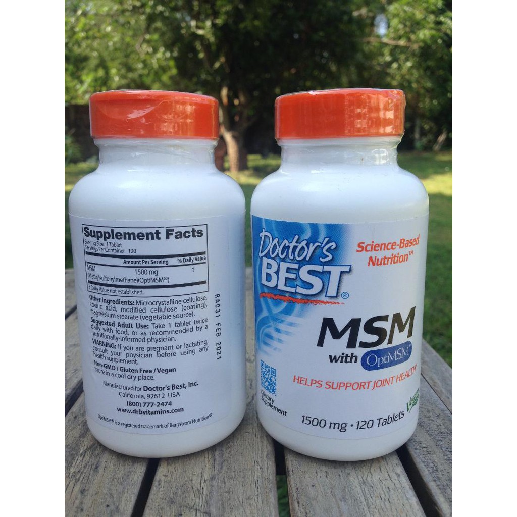 Doctor's Best® MSM with OptiMSM® 1,500mg 120 Tablets The World's Purest MSM บำรุงข้อต่อและเอ็น เพื่อผมผิวเล็บแข็งแรง