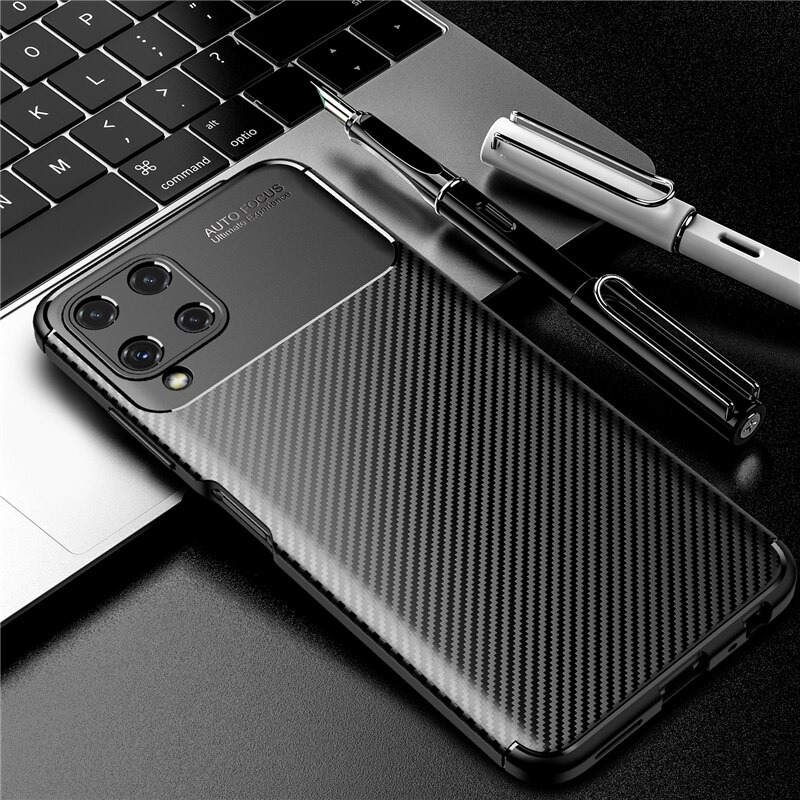 Case Samsung Galaxy M22#เคสฝาหลังนิ่ม Carbon Fiber Anti-drop TPU Protection