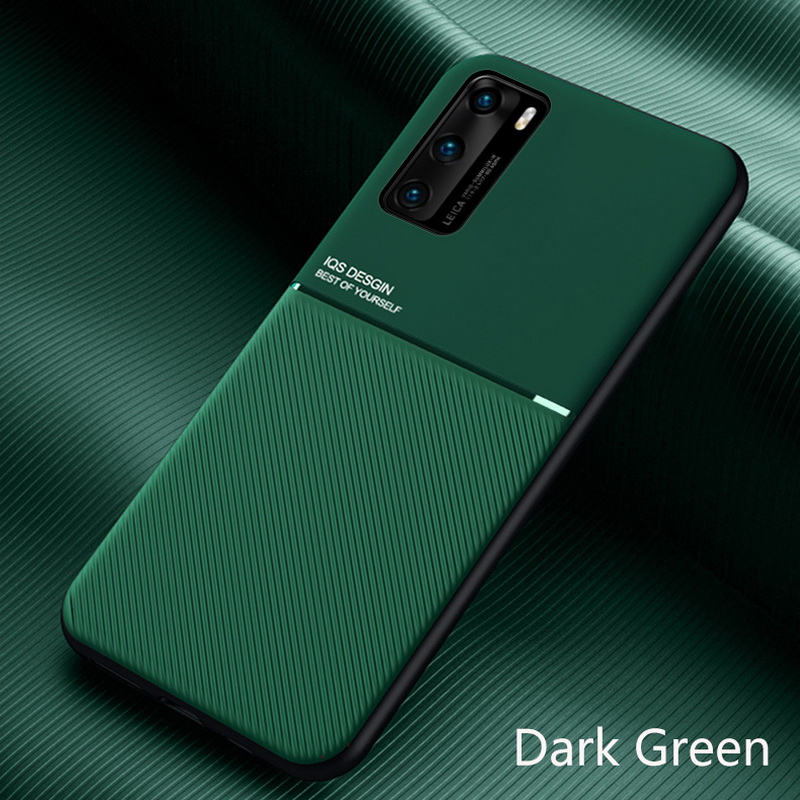 เคส Huawei P40 Pro #เคสแบบฝาหลัง TPU เคลือบหนัง PU สไตล์ธุรกิจที่เรียบง่ายมีแผ่นเหล็กในตัว Minimalist Business Style Leather Coated TPU Built-in metal magnetic plate