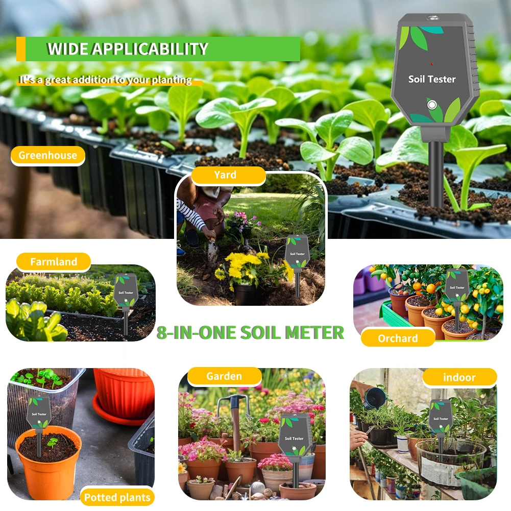 เซ็นเซอร์วัดค่าในดิน 6 IN 1 Multifunction Soil Meter Digital Ph Tester EC/Light/Moisture/Fertility Tester