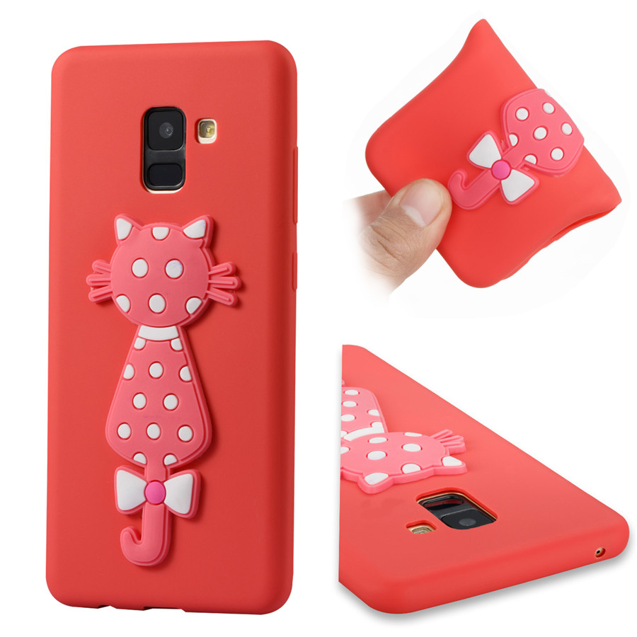 Case Samsung Galaxy A8 (2018) #เคสฝาหลัง TPU นิ่มรูปแมว 3D น่ารักๆ