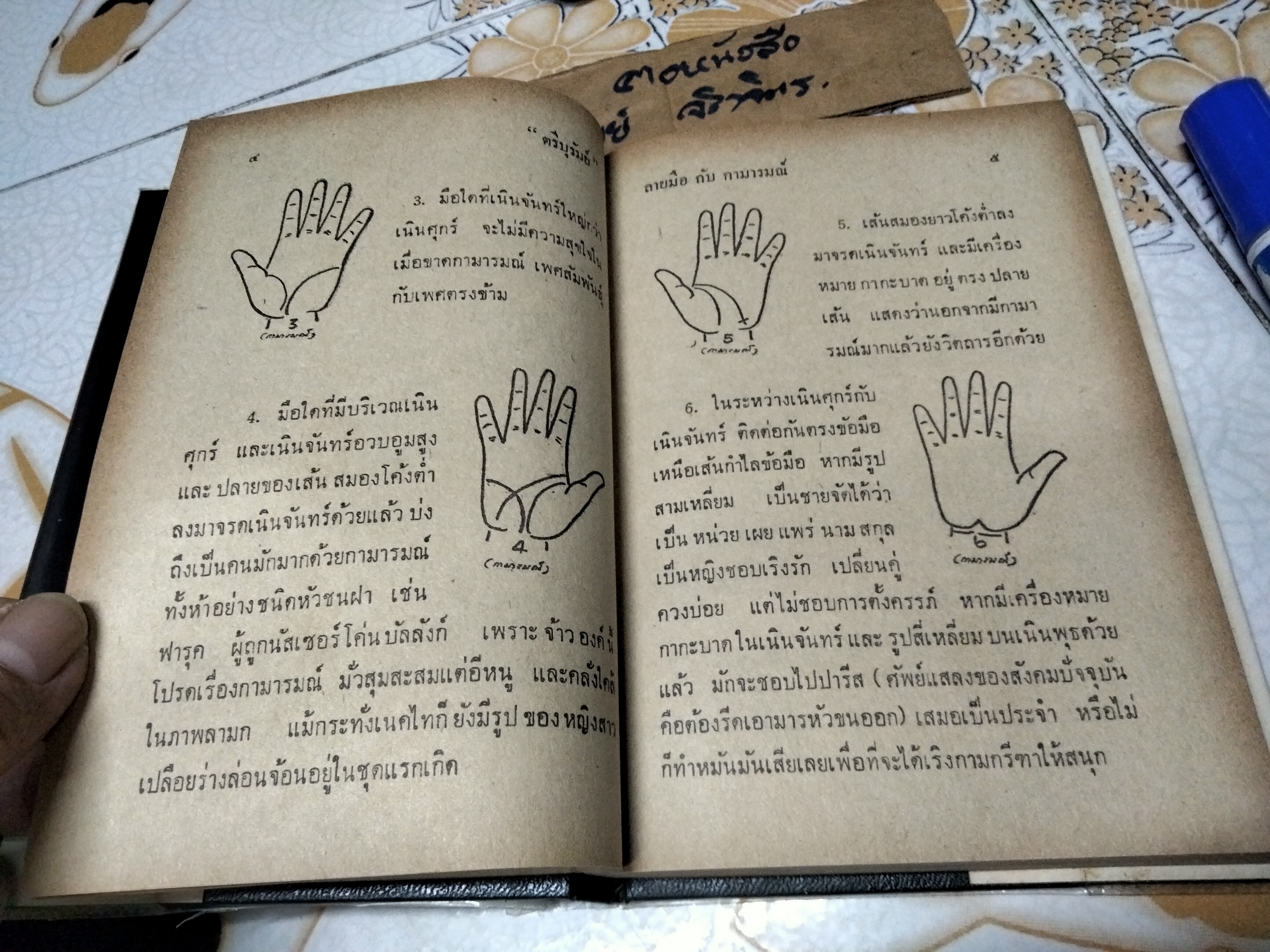 ลายมือกับกามารมณ์ โดย ตรีบุรัมย์ (ณรงค์ สว่างศรี) เกษมบรรณกิจ พิมพ์ครั้งแรก พ.ศ 2514