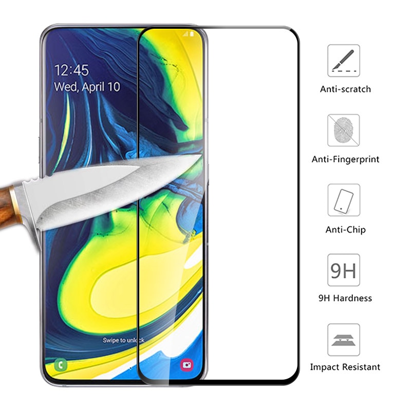 ฟิล์มกระจก Samsung Galaxy A80 แบบเต็มจอ Full Coverage Tempered Glass Screen Protector