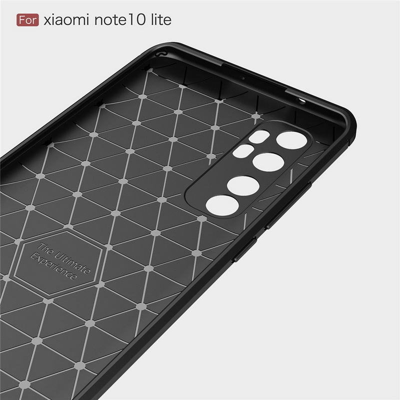 Case Xiaomi Mi Note 10 Lite #เคสฝาหลังตกแต่งคาร์บอนไฟเบอร์ ผิวขัดแปรง Brushered TPU Back Case