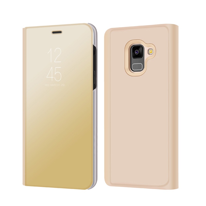 Case Samsung Galaxy A8+ (2018) #เคสฝาพับโปร่งแสงผิวเงาสวยงามทันสมัย
