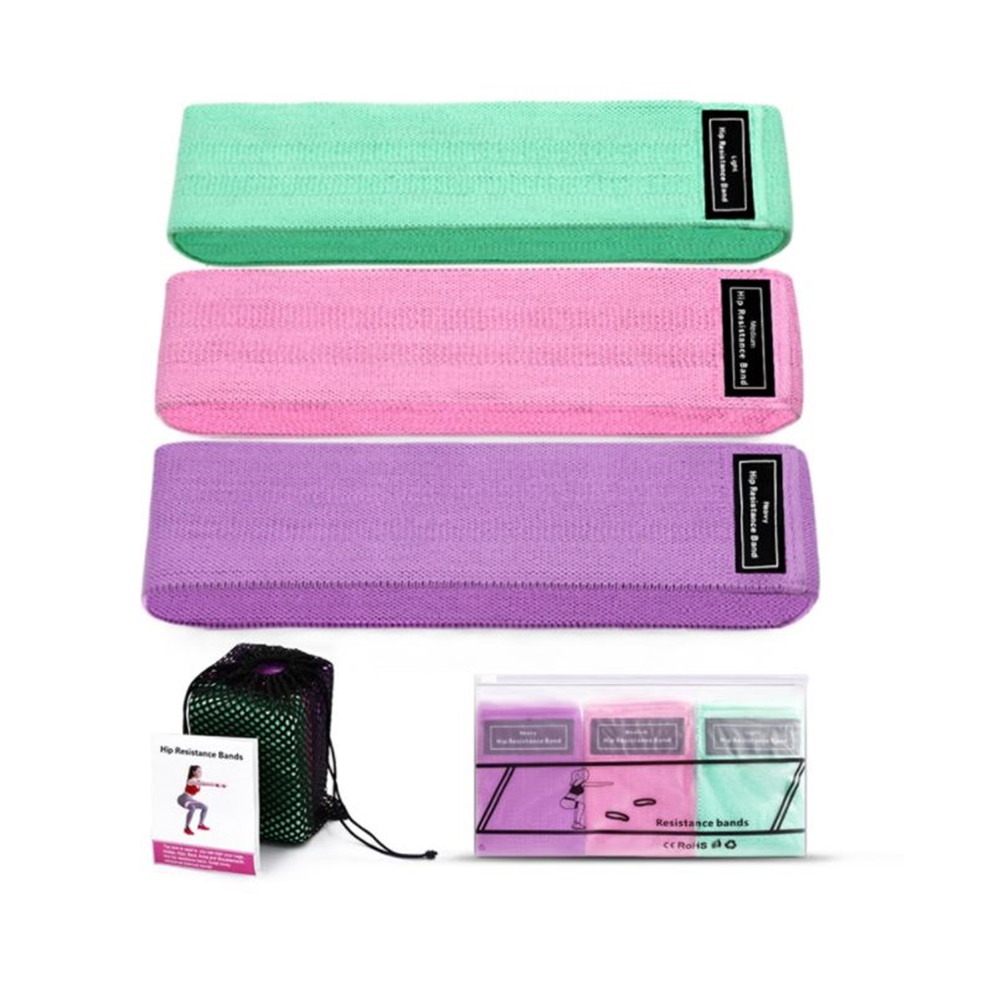 ยางยืดแรงต้านออกกำลังกาย แบบผ้า 3 เส้น Resistance Band (W04)