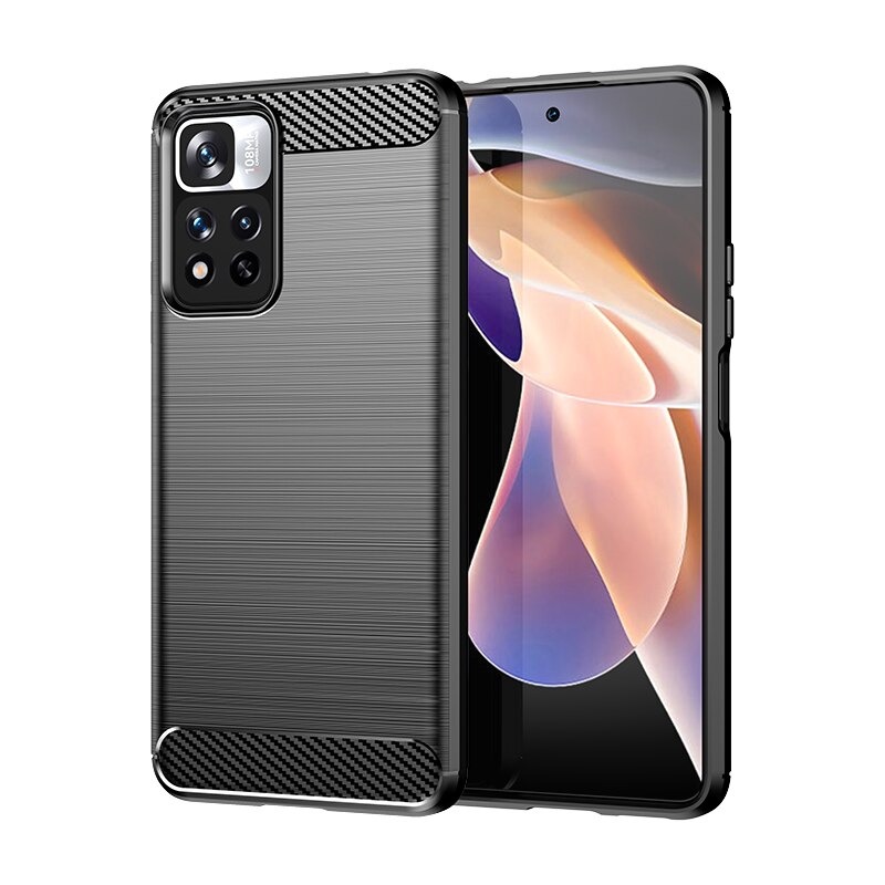 Case Redmi Note 11 / Redmi Note 11S #เคสฝาหลังตกแต่งคาร์บอนไฟเบอร์ ผิวขัดแปรง Brushered TPU Back Case