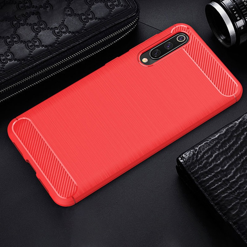 เคส Xiaomi Mi 9 SE #เคสคาร์บอนไฟเบอร์ ผิวขัดแปรง Brushered TPU Back Case