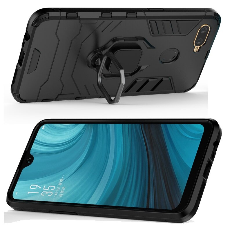 Case OPPO A12 #เคสฝาหลังพลาสติกแข็ง +TPU Hybrid Case มีแหวนสวมนิ้วโลหะ