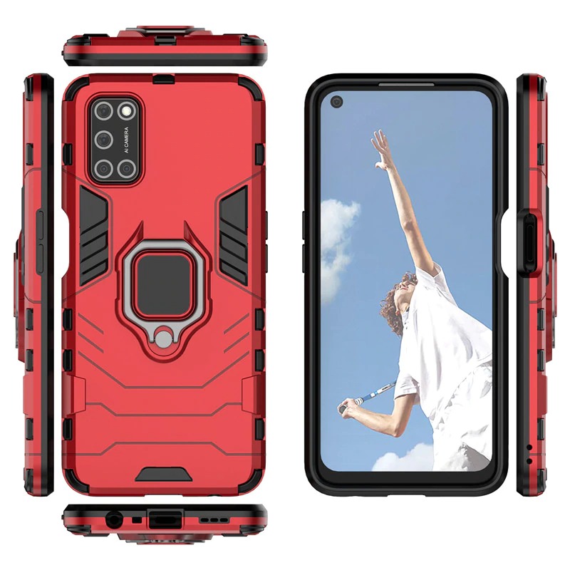 Case OPPO A92 #เคสฝาหลังพลาสติกแข็ง +TPU Hybrid Case มีแหวนสวมนิ้วโลหะ
