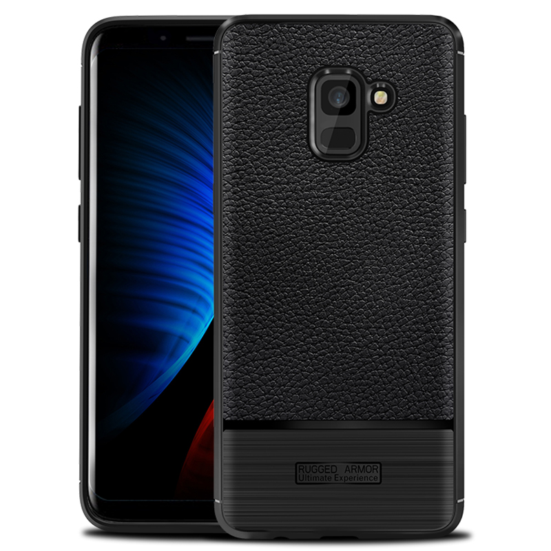 Case Samsung Galaxy A8+ (2018) #เคสฝาหลัง TPU นิ่มผิวลิ้นจี่กันลื่นคุณภาพดีสวยงามทันสมัย