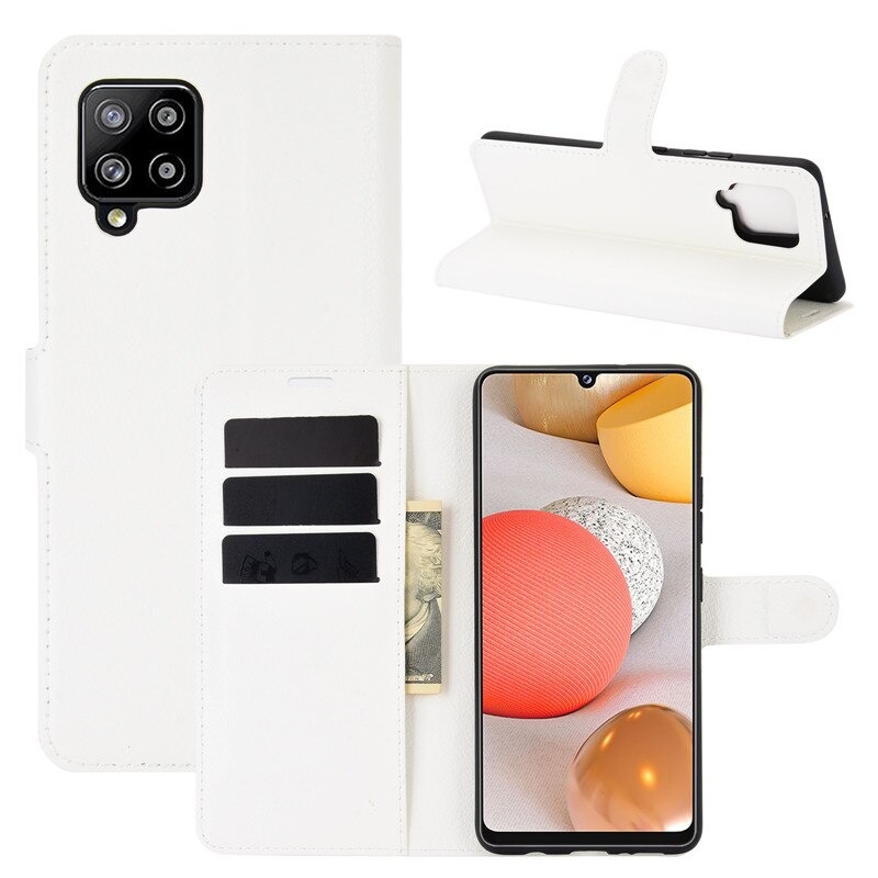 เคส Samsung Galaxy A42 5G #เคสฝาพับสไตล์กระเป๋าสตางค์หนัง PU ผิวลิ้นจี่